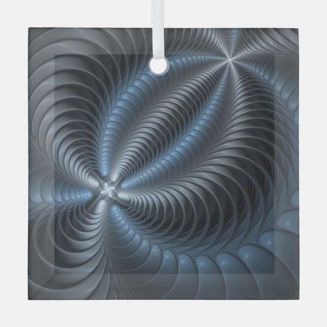 Plastic Blue Grey 3D Fractal Art Modern Abstract Glass Tree Decoration (Front)