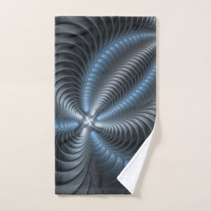 Plastic Blue Grey 3D Fractal Art Modern Abstract Hand Towel
