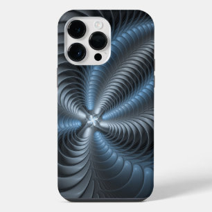 Plastic Blue Grey 3D Fractal Art Modern Abstract iPhone 14 Pro Max Case