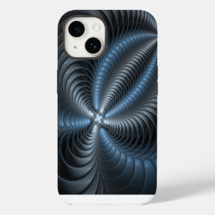 Plastic Blue Grey 3D Fractal Art Modern Abstract iPhone 14 Case