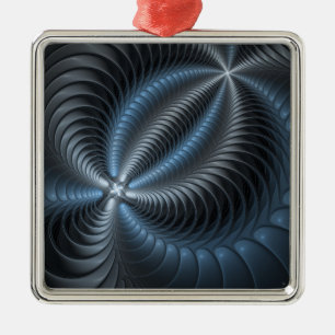 Plastic Blue Grey 3D Fractal Art Modern Abstract Metal Tree Decoration