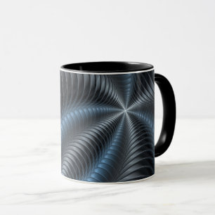 Plastic Blue Grey 3D Fractal Art Modern Abstract Mug