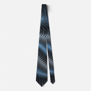 Plastic Blue Grey 3D Fractal Art Modern Abstract Tie