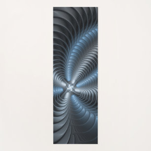 Plastic Blue Grey 3D Fractal Art Modern Abstract Yoga Mat