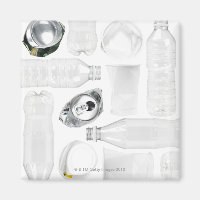 Plastic bottles, cups and alluminum cans shot on
