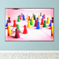 Plastic Chess Colourful Pieces Framed Espresso Nic