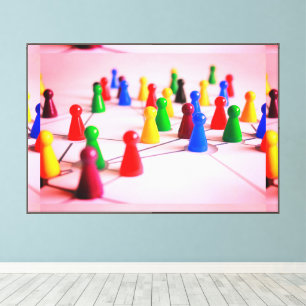 Plastic Chess Colourful Pieces Framed Espresso Nic Canvas Print