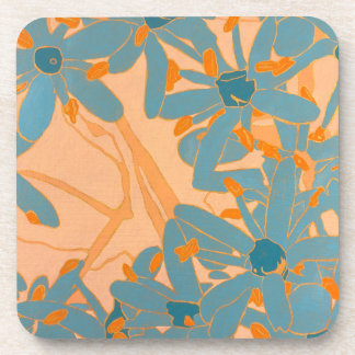 Plastic Coaster Contemporary Leaf Design in Peach