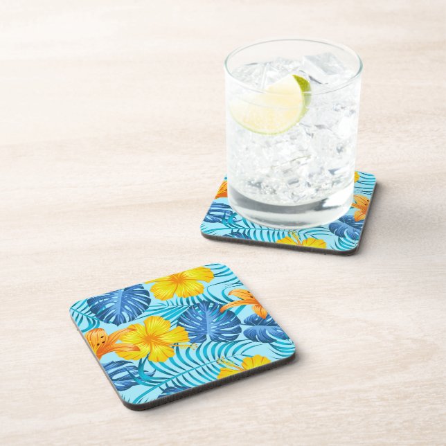 Plastic Coaster Tropical Palms Print (Right Side)