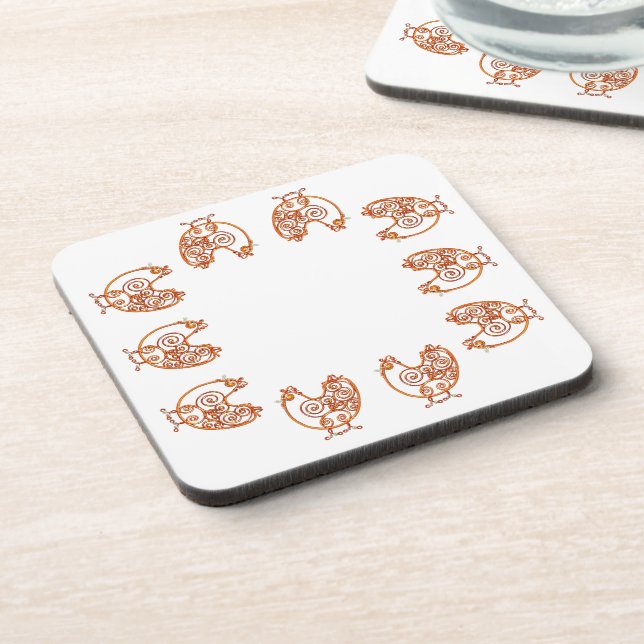Plastic Coaster - Wire Roosters (Left Side)