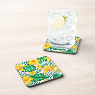 Plastic Coasters Tropical Palms Print