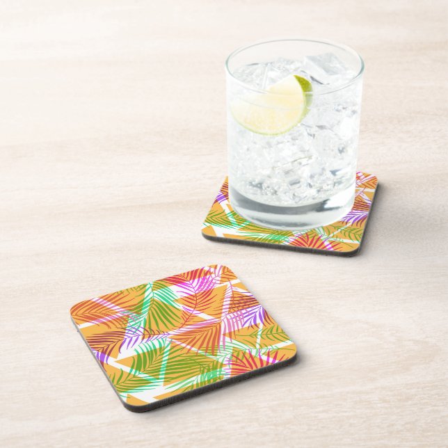 Plastic Coasters Tropical Palms Print (Right Side)