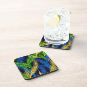 Plastic Coasters Tropical Palms Print