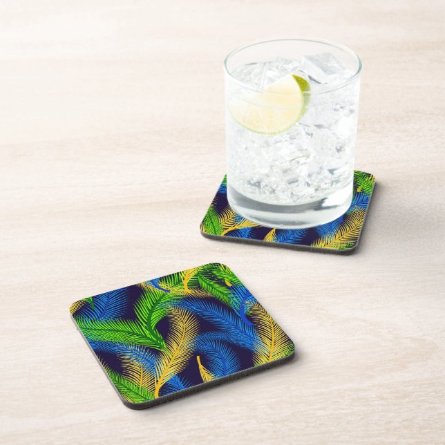 Plastic Coasters Tropical Palms Print (Right Side)