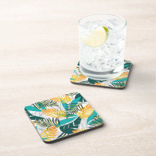 Plastic Coasters Tropical Palms Print