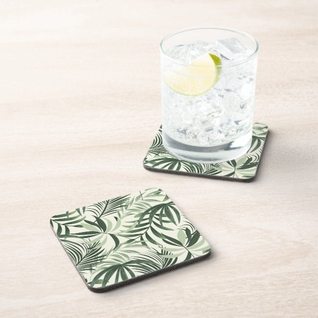 Plastic Coasters Tropical Palms Print (Right Side)