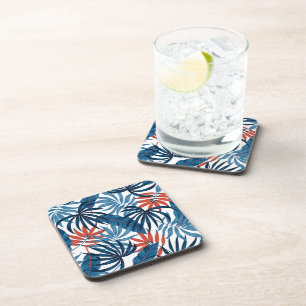 Plastic Coasters Tropical Palms Print