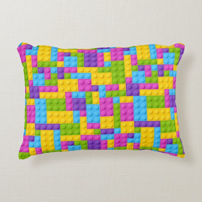 Plastic Construction Blocks Pattern Decorative Cushion (Front)