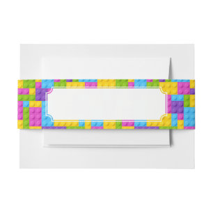 Plastic Construction Blocks Pattern Invitation Belly Band