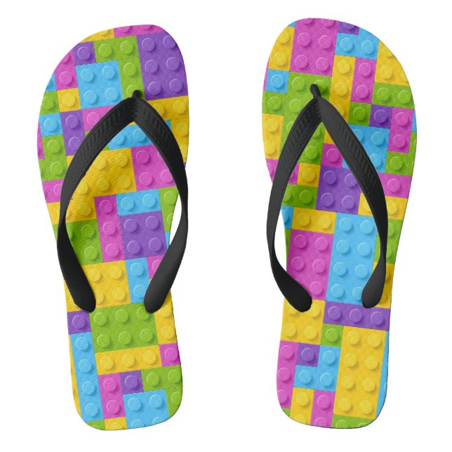 Plastic Construction Blocks Pattern Jandals (Footbed)