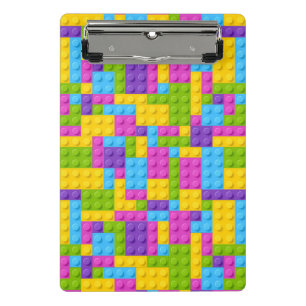 Plastic Construction Blocks Pattern Mini Clipboard