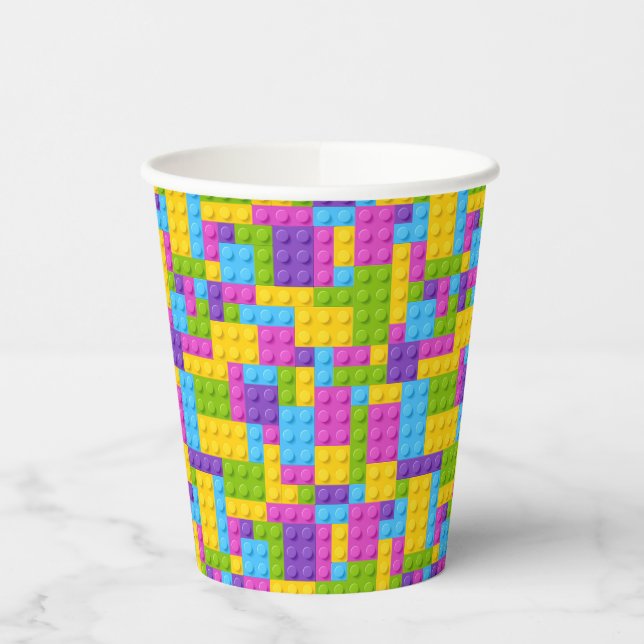Plastic Construction Blocks Pattern Paper Cups (Left)
