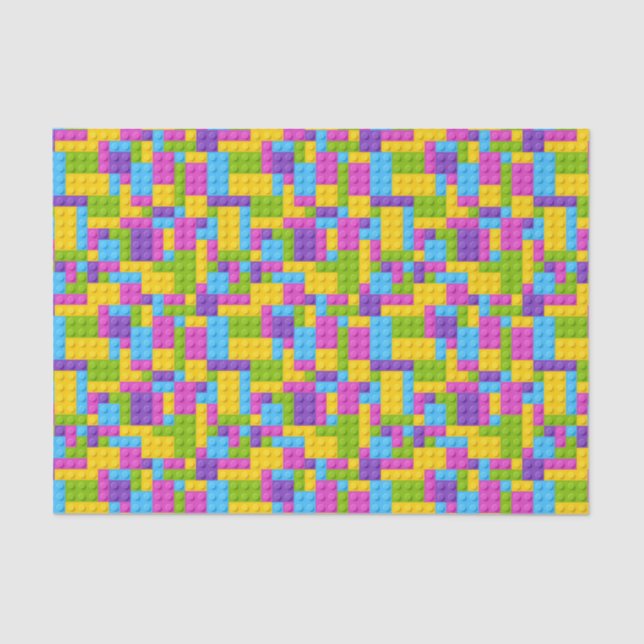 Plastic Construction Blocks Pattern Tissue Paper (Front)