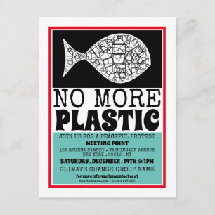 Plastic Fish, Climate Change Meeting Point Invite Postcard