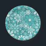 Plastic Flowers Retro 60s 70s Floral Pattern Print Paper Plate<br><div class="desc">Plastic Flowers Retro 60s 70s Floral Pattern Print in Turquoise Teal Blue Green. Pretty,  vintage aesthetic print design with a 1960s 1970s hippie flower power vibe; cheerful and nostalgic. Looks a bit 3D,  but isn’t. Fun vintage maximalism. Bright tones. By Kierkegaard Design Studio.</div>
