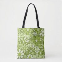 Plastic Flowers Retro 60s 70s Floral Print Green