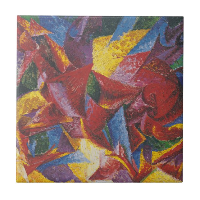 Plastic forms of a horse - Umberto Boccioni Tile (Front)