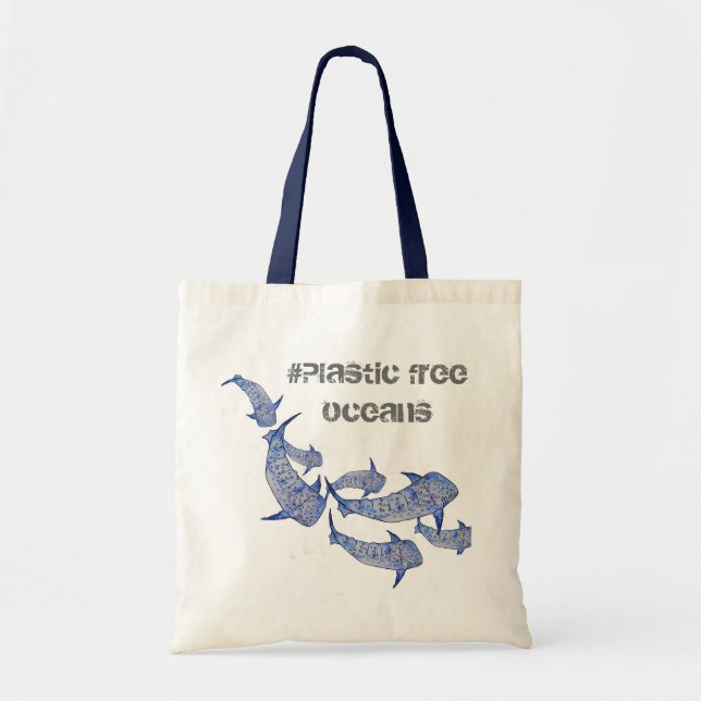 Plastic free oceans whale shark tote bag (Front)