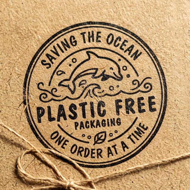 Plastic Free Packaging | Dolphin Save The Ocean Rubber Stamp (Creator Uploaded)