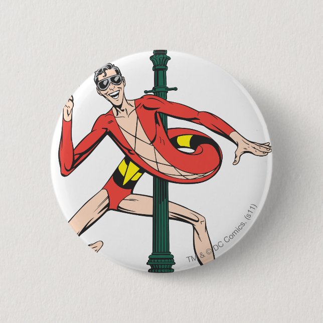 Plastic Man Wraps Streetlamp 6 Cm Round Badge (Front)