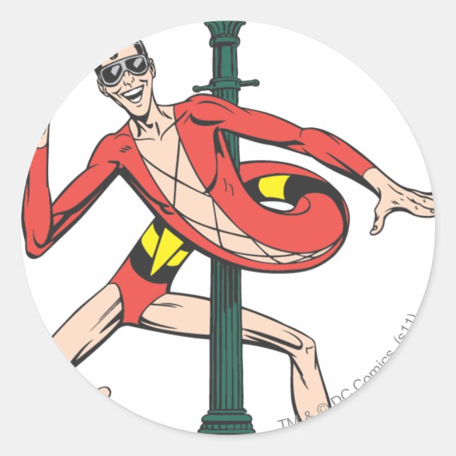 Plastic Man Wraps Streetlamp Classic Round Sticker (Front)