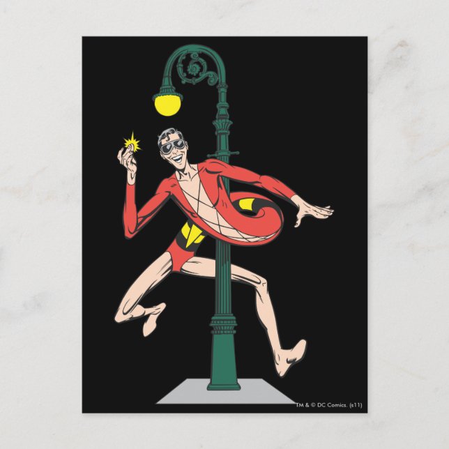 Plastic Man Wraps Streetlamp Postcard (Front)