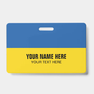 Plastic name badge with Ukraine flag ID Badge