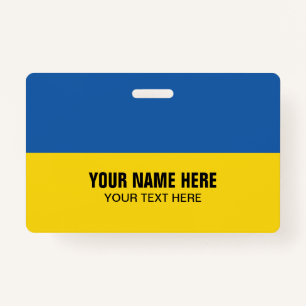 Plastic name badge with Ukraine flag ID Badge