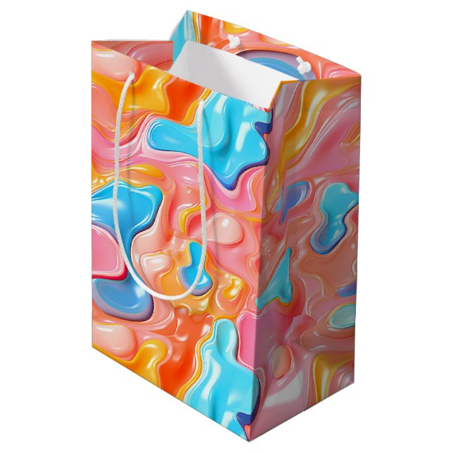 Plastic Psychedelic Fluid Shapes Medium Gift Bag (Back Angled)