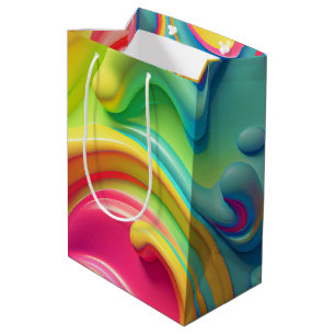 Plastic Rainbow Fluid Shapes Medium Gift Bag
