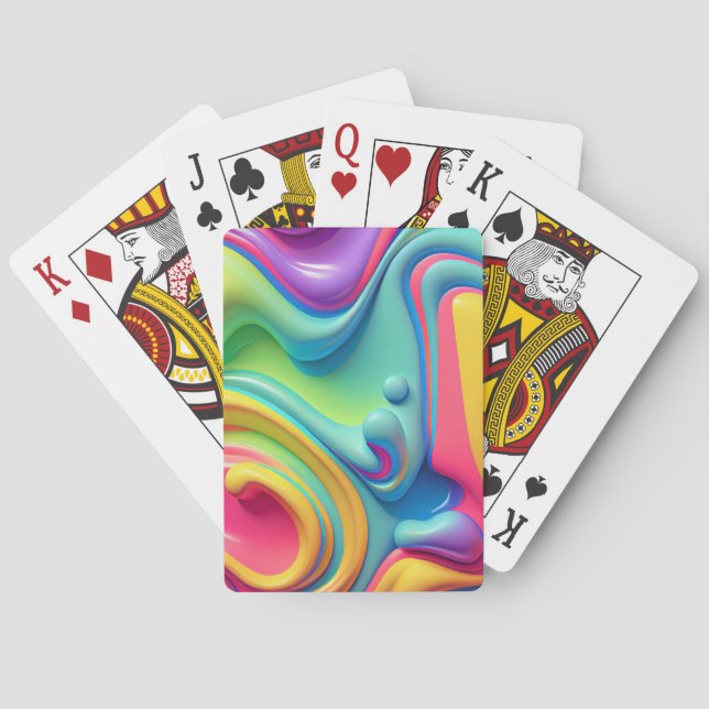 Plastic Rainbow Fluid Shapes Playing Cards (Back)