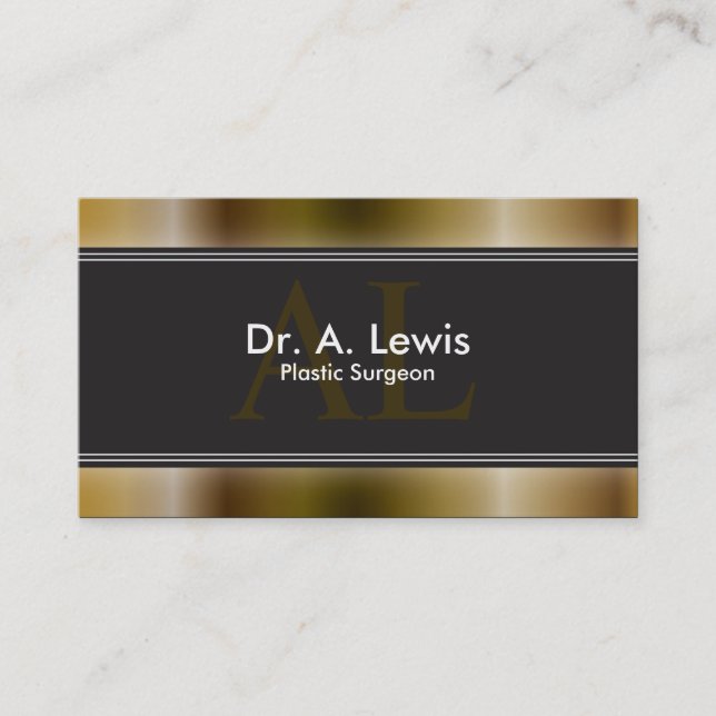 Plastic Surgeon Business Card - Gold Monogram (Front)