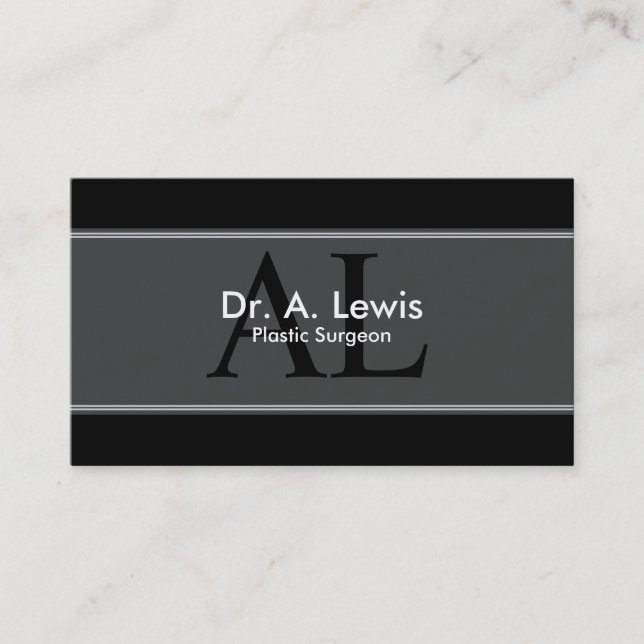 Plastic Surgeon Business Card - Monogram (Front)
