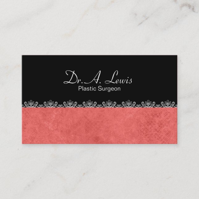 Plastic Surgeon Business Card - Pink Lace (Front)