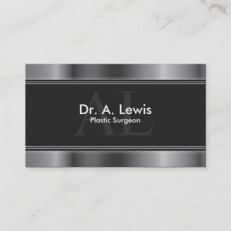 Plastic Surgeon Business Card - Silver Monogram