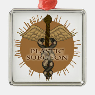 Plastic Surgeon Caduceus Square Ornament