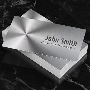 Plastic Surgeon Faux Metal Medical Business Card