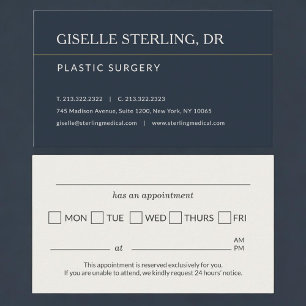 Plastic Surgery Office Appointment Reminder Card