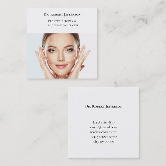 Plastic Surgery & Rejuvenation Centre Square Business Card (Front/Back)