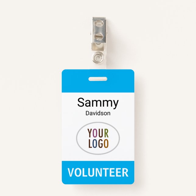 Plastic Volunteer Name Badge with Clip Custom Logo ID Badge (Front with Clip)
